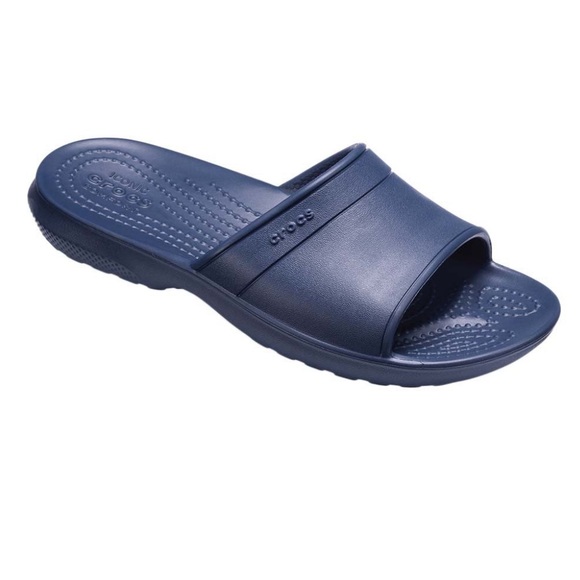 Crocs Classic Navy Slides - Picture 1 of 3